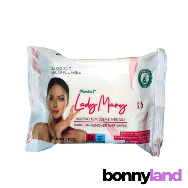 دستمال مرطوب آرايش پاک کن ليدی ماری LADY MARY بسته 25 عددی