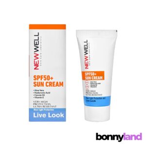 کرم ضدآفتاب نیوول NEWWELL +SPF50 بی رنگ مناسب انواع پوست 50 میل