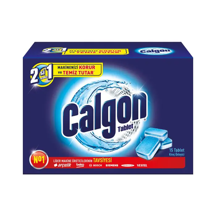 Calgon 2 in 1 Powerball Tablet Count 15 قرص جرمگیر ماشین لباسشویی 4 در 1 کالگون 15 تایی - Image 1