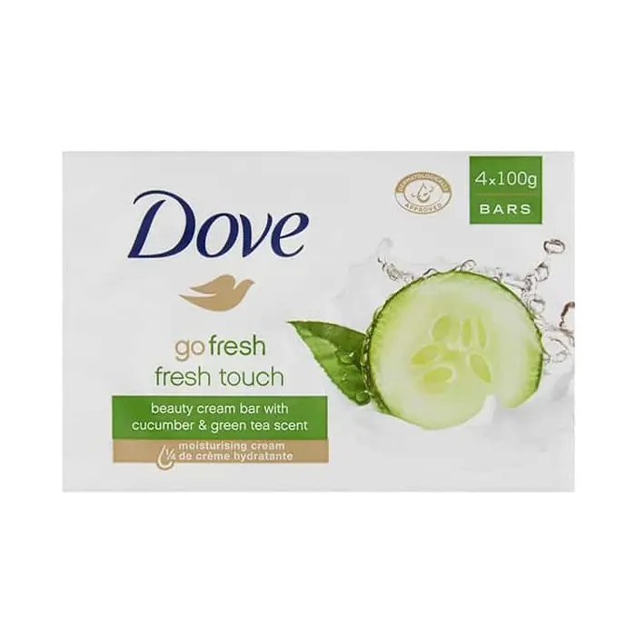 Dove Fresh Touch Beauty Cream Soap Bar 4adat صابون داو 4 عددی رایحه خیار - Image 1