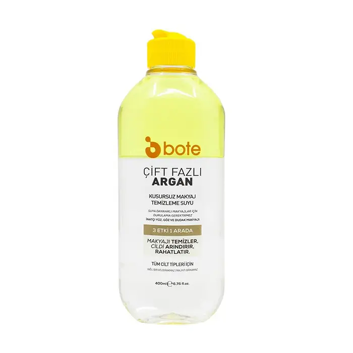 BOTE ÇİFT FAZLI ARGAN MAKYAJ TEMİZLEME SUYU 400ML میسلارواتر دوفاز روغن آرگان بوته 400 میل