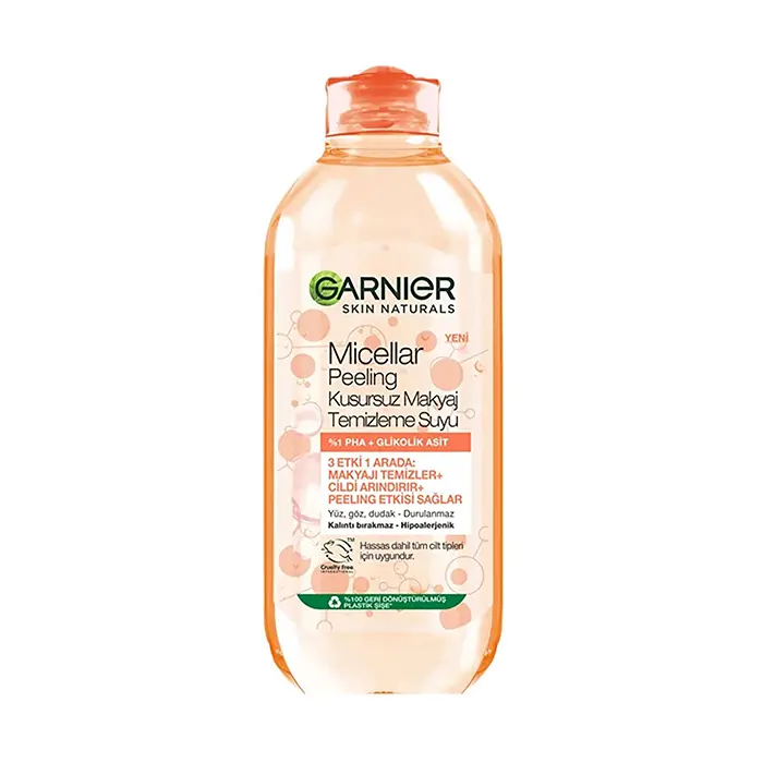 Garnier Micellar Peeling Kusursuz Makyaj Temizleme Suyu 400 ML میسلارواتر لایه بردار AHA و BHA گارنیر