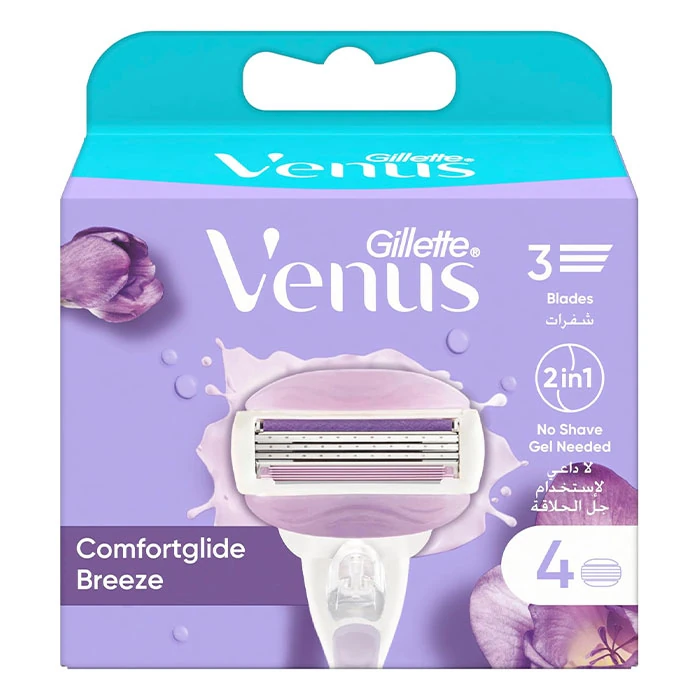 Gillette Venus Breeze 3-Edge Refill 4 Pieces یدک 3 لبه ژیلت ونوس مدل breeze 4 عددی