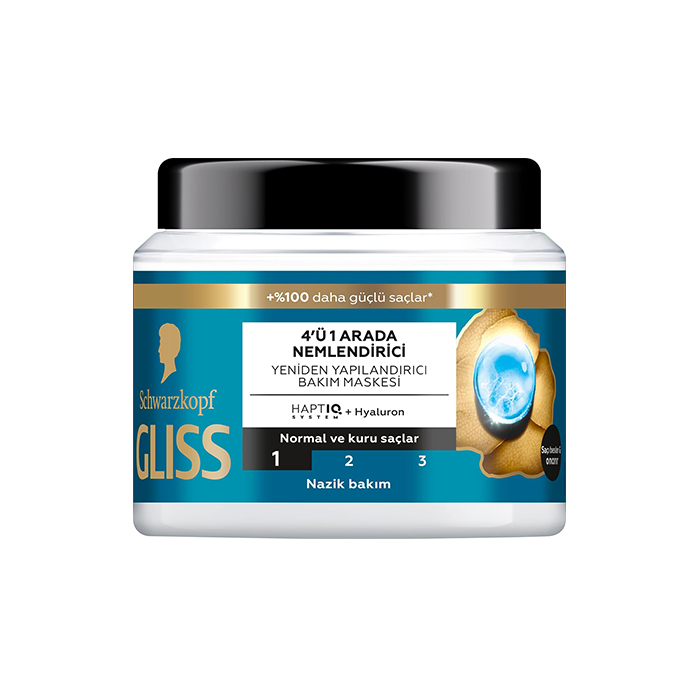 Gliss 4'Ü 1 Arada Nemlendirici Bakım Maskesi 400 ml ماسک مو 4 در 1 هیالورونبک مناسب موهای نرمال گلیس