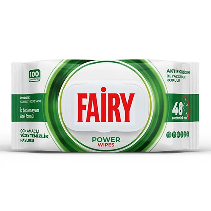 Wiper wipes for fairy surfaces, power model, 100 sheets دستمال مرطوب مخصوص سطوح فیری مدل power wipes 100 برگی
