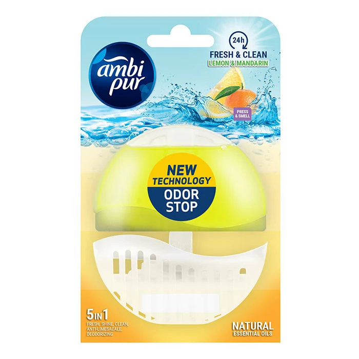 Ambi Pur Toilet Deodorant and Descaler, Lemon and Mandarin Scent, 55 ml خوشبوکننده و جرمگیر توالت فرنگی ambi pur رایحه لیمو و ماندارین 55 میل