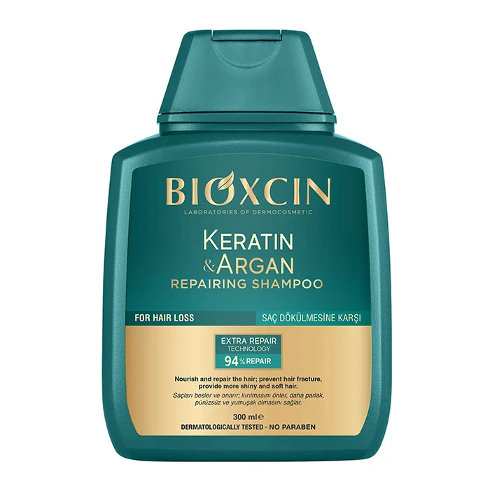 Anti-hair loss and repairing shampoo with keratin and argan, pack of 2, Bioxin 300 + 300 ml (1) شامپو ضد ریزش و ترمیم کننده کراتین و آرگان پک 2 عددی بیوکسین 300 + 300 میل